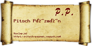 Pitsch Pázmán névjegykártya